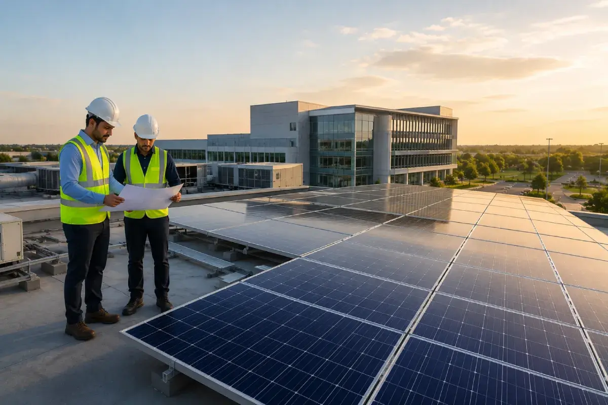 Commercial Solar Installation Lucknow Commercial solar installation Lucknow on a rooftop building